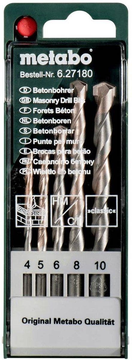Metabo 627180000 spiralborrset i betong 5 stycken 4 mm, 5 mm, 6 mm, 8 mm, 10 mm 5 stycken (627180000)