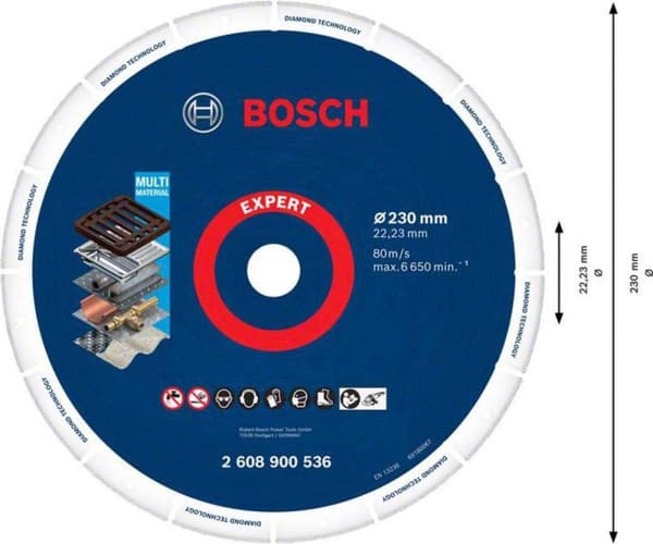 Bosch Expert - timanttileikkuulevy - metallille, ruostumattomalle teräkselle, teräkselle, kuparille, valuraudalle - 230 mm