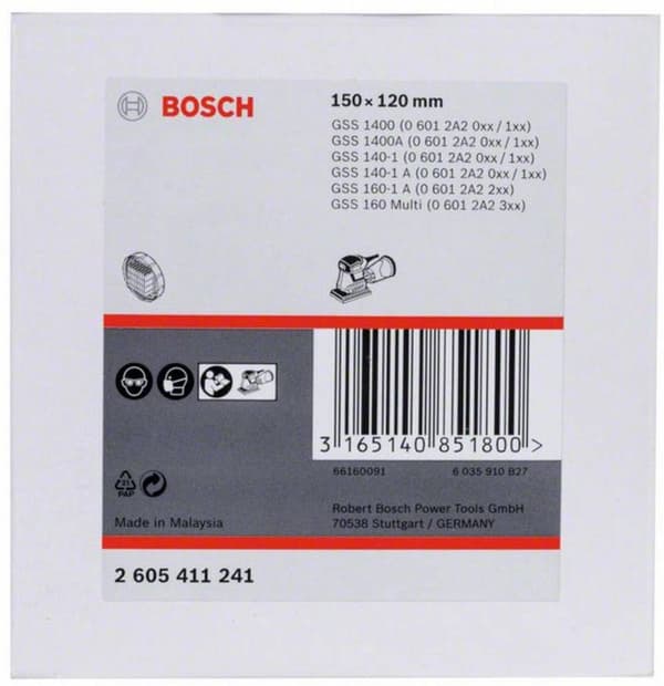 Bosch Accessories pölylaatikkosuodatin, 150 x 120 mm, musta versio 2605411241
