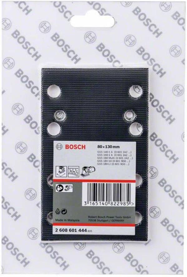 Bosch tilbehør Velcro slibeplade, 80 x 130 mm 2608601444