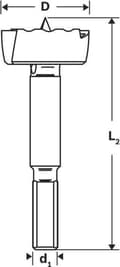 Miniatyrbillede 5 af 5: Bosch - boremaskine - til nåletræ, hårdttræ, fineret træ, ikke-lamineret spånplade - Forstner bor - 12 mm - 3-sidet skaft - længde: 90 mm