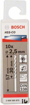 Miniatyrbild 2 av 4: Bosch 2 608 585 875 - Borr - Vridborr - Metall - Koboltlegering Höghastighetsstål (HSS-Co) - Cylindrisk axel (2608585875)