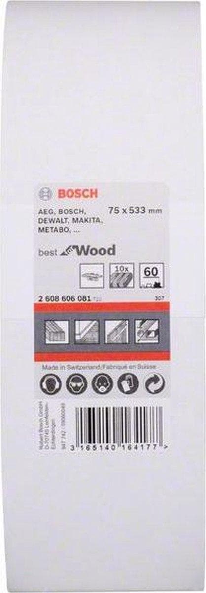 Bosch Best for Wood and Paint X440 - slipband - för lövträ, måla på trä - 10 stycken - korn: 60 - 75 mm x 533 mm (2608606081)