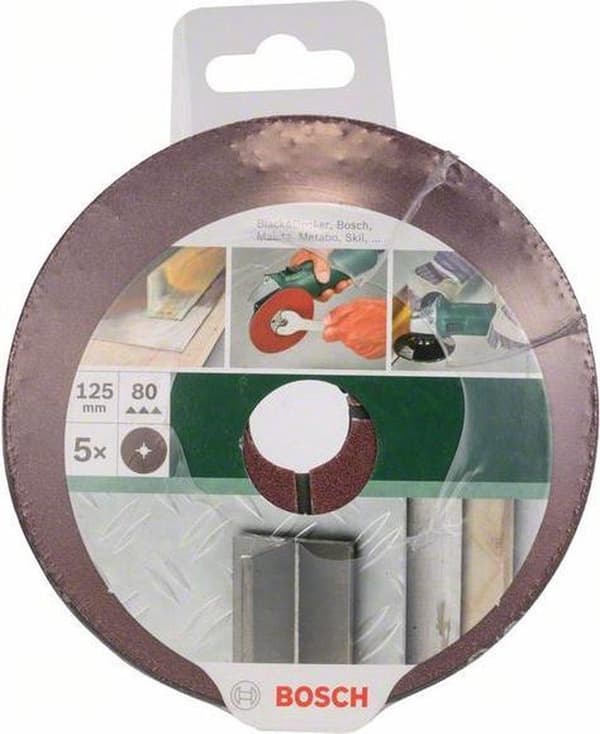 Bosch slippapper för slipplatta, korn 80 (Ø) 125 mm 2609256252, 5 st. (2609256252)