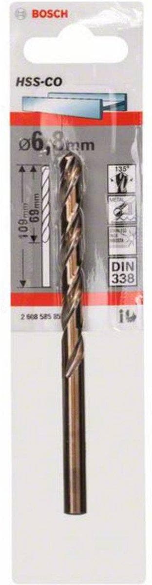 Bosch HSS metalspiralbor 6,8 mm 2608585857 total længde 109 mm Kobolt DIN 338 lige skaft 1 stk (2608585857)