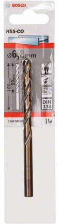Miniatyrbillede 2 af 6: Bosch HSS metalspiralbor 6,8 mm 2608585857 total længde 109 mm Kobolt DIN 338 lige skaft 1 stk (2608585857)