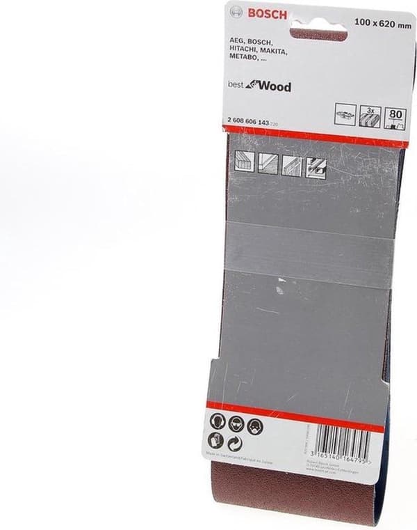 Bosch slibebånd 80 korn (L x B) 620 mm x 100 mm 2608606143 3 stk. (2608606143)