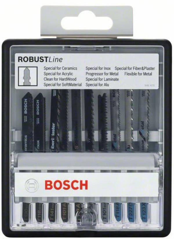 Bosch Robust Line Top Expert - sågbladssats för sticksåg - 10 stycken - T-skaft