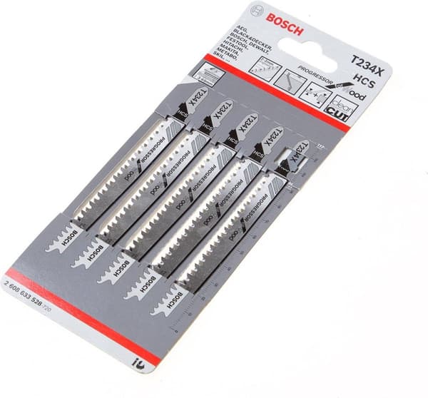 Bosch Progressor for Wood T 234 X - stiksavklinge - til spånplader, krydsfiner, fiberplader, nåletræ - 5 stykker - T-skaft - længde: 117 mm