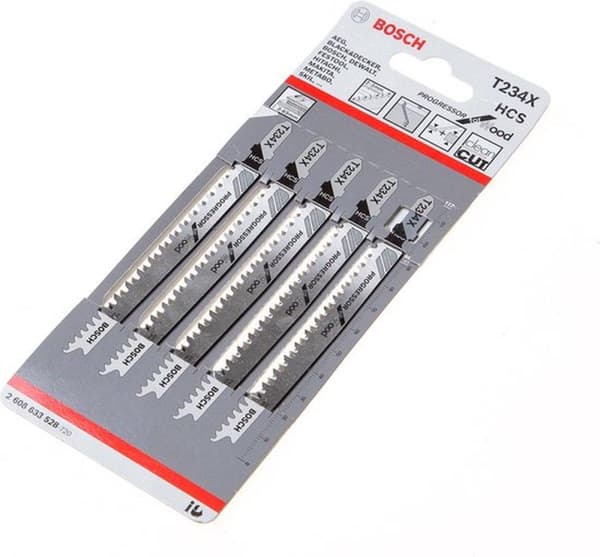 Bosch Progressor for Wood T 234 X - stiksavklinge - til spånplader, krydsfiner, fiberplader, nåletræ - 5 stykker - T-skaft - længde: 117 mm