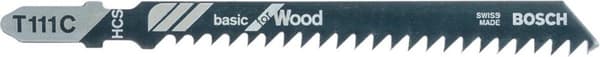 Bosch Basic for Wood T 111 C - stiksavklinge - til træ, spånplader, krydsfiner, fiberplader, nåletræ - 5 styk - længde: 100 mm