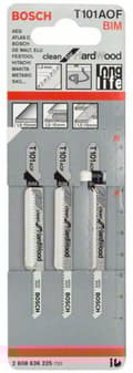 Miniatyrbild 2 av 9: Bosch sticksågsblad T 101 AOF, rent för hårt trä, 3-pack 2608636225 sågblad (2608636225)