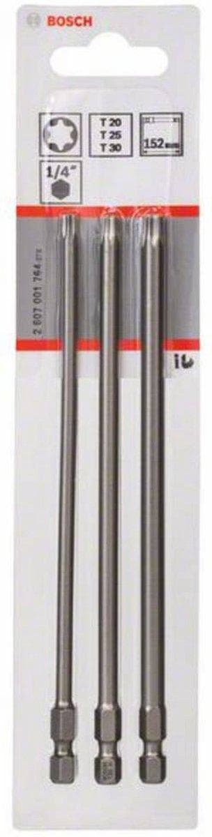 Bosch Extra Hard - skruetrækkerbit - til rustfrit stål, blødt træ - 3 dele - torx - T20, T25, T30 - unbrakon - længde: 152 mm (2607001764)
