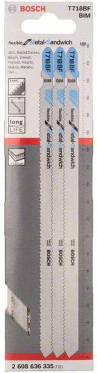 Bosch fleksibel til Metal T 718 BF - stiksavklinge - til sandwichmaterialer - 3 styk - længde: 180 mm