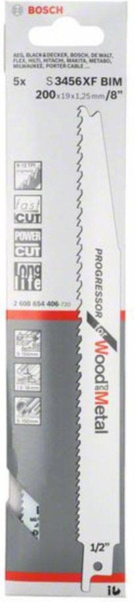 Bosch sabelsågblad S 3456 XF, Progressor för trä och metall, 5 st 2608654406 Sågbladslängd 200 mm (2608654406)