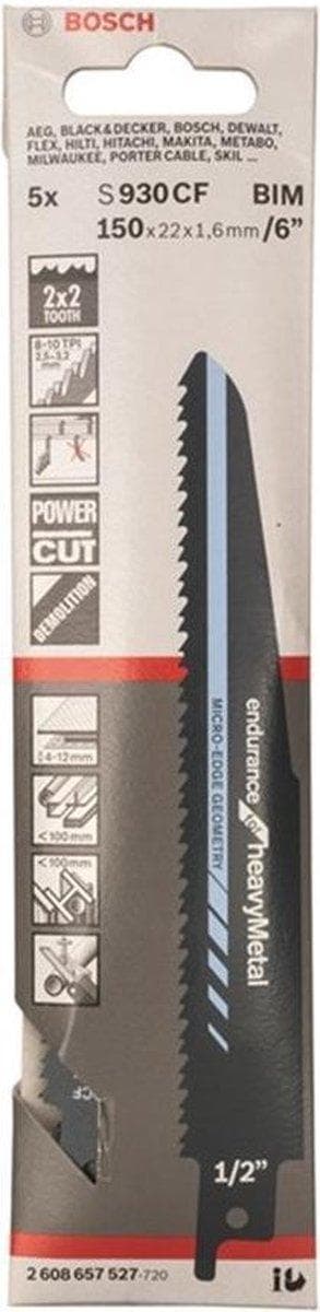 Bosch udholdenhed til heavyMetal S 930 CF - savklinge - til metal, stålrør, stålprofiler - 5 stk - længde: 150 mm - bredde: 22 mm (2608657527)