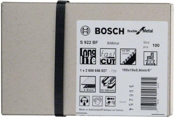 Bosch fleksibel til Metal S 922 BF - savklinge - til rør, metalplader, profiler - 100 stk - længde: 150 mm - bredde: 19 mm