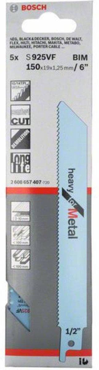 Bosch heavy til Metal S 925 VF - savklinge - til rør, metalplader, profiler - 5 stk - længde: 150 mm - bredde: 19 mm (2608657407)