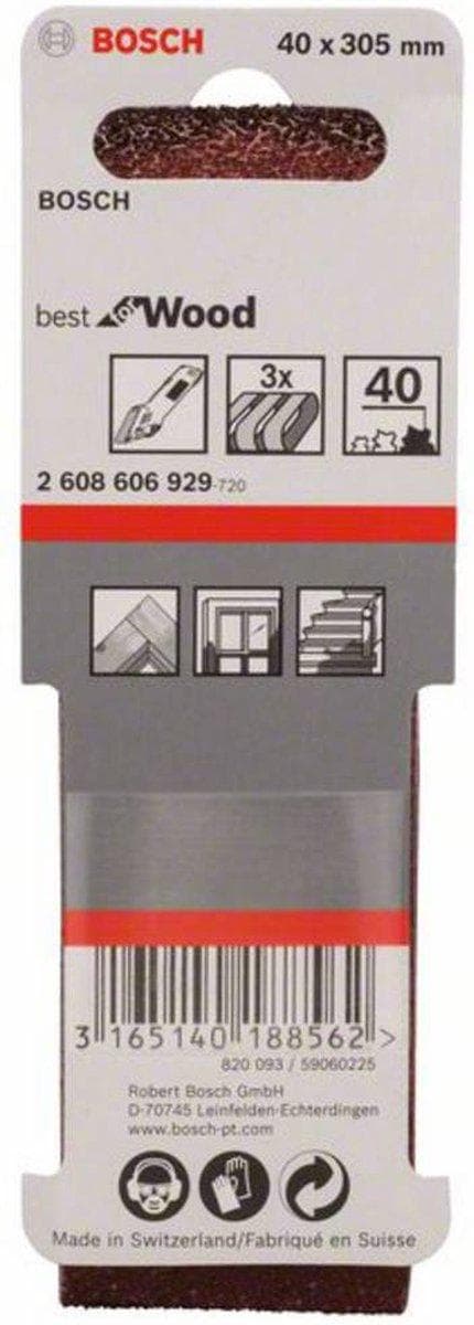 Bosch slibebånd korn 40 (L x B) 305 mm x 40 mm 2608606929 3 stk (2608606929)