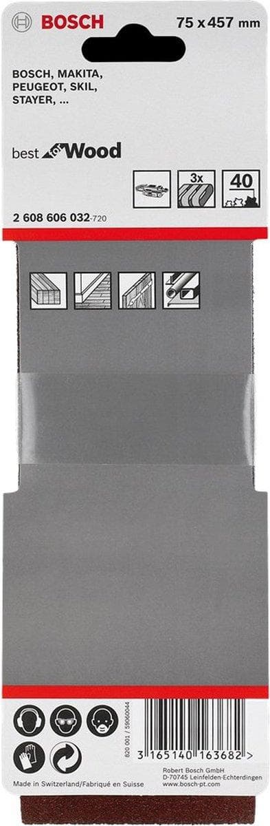 Bosch slibebånd korn 40 (L x B) 305 mm x 40 mm 2608606929 3 stk (2608606929)