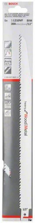 Miniatyrbillede 2 af 8: Bosch heavy til træ og metal S 1210 VF - savklinge - til træ, metal, træ med søm, spånplader, epoxy, glasfiberforstærket plast - 5 stk - længde: 300 m