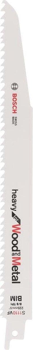 Bosch tung til træ og metal S 1110 VF - savklinge - til træ, metal, træ med søm, spånplade, epoxy - 5 stk - længde: 225 mm - bredde: 22 mm