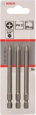 Miniatyrbild 2 av 4: Bosch Extra Hard - Skruvmejselbit - 1/4" - Phillips - PH2 - Längd: 89 mm (paket med 3)