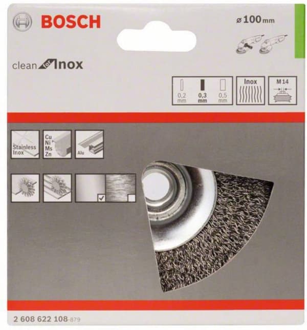 Bosch clean for Inox - Fasad borste - för aluminium, rostfritt stål, icke-järnmetall - 100 mm - M14 (2608622108)