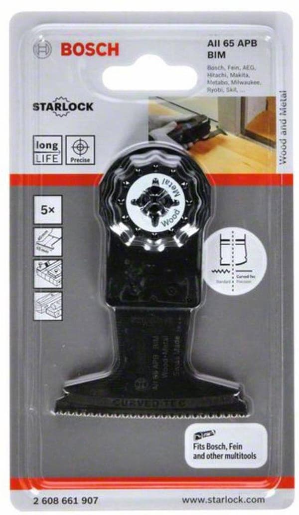 Bosch bimetal dyksavklinge 65 mm AIZ 65 BB egnet til mærkerne Fein, Makita, Bosch, Milwaukee, Metabo 5 stk (2608661907)