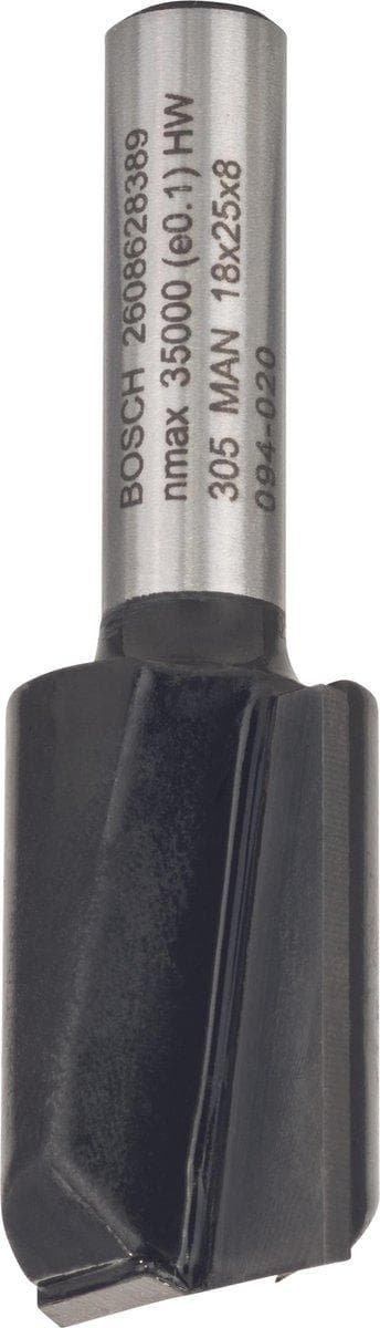 Bosch - Rundfräs - för plast, spånskivor, massivt trä, Corian, slipmedel, medium density fiberboard (MDF) - Rak - 18 mm - Längd: 56 mm