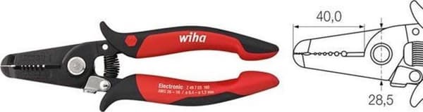Wiha Wire Stripper Electronic Z 49 7 03 Halkaisijaltaan 0,4 - 1,3 mm (AWG 26 - 16) (Z 49 7 03) lankojen pitämiseen, leikkaamiseen ja kuorimiseen