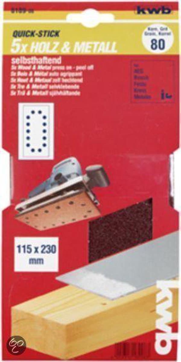 KWB slibebånd 115 x 230 mm - Korn 180 - 818918 - 5 stk.