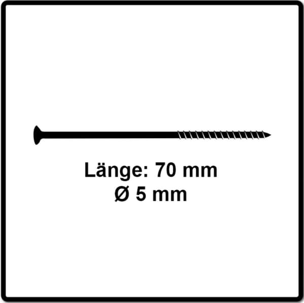 Fischer 670381 spånskiveskruv Power-Fast II 5,0 x 70 TX20 - försänkt huvud - delgänga - blå zinkpläterad (200 st)