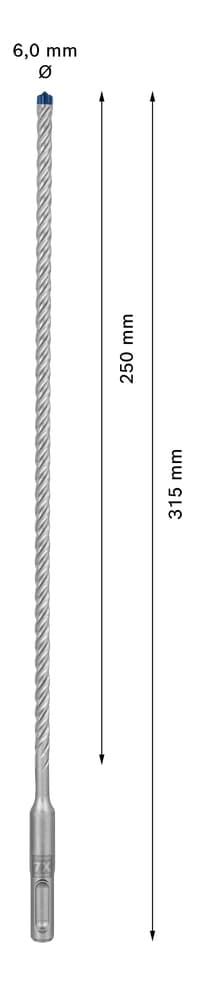 Bosch Expert SDS-plus-7X - boremaskine - til armeret beton, granit, hærdet beton, gnejs, armeret beton - hammerindsats - 6 mm - SDS-plus - længde: 315