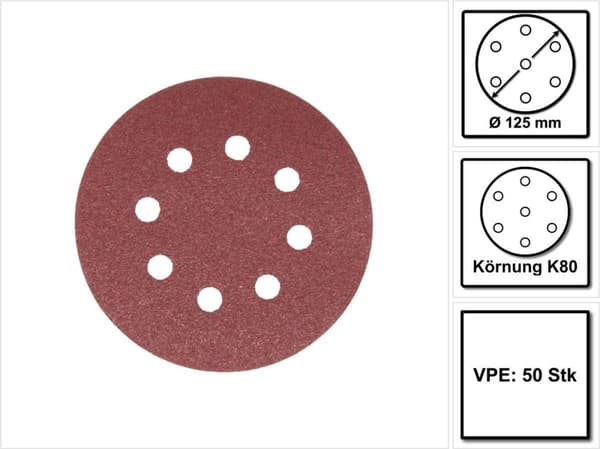 Makita P-43642 Slibeskive 125mm K80 Rød Velcro