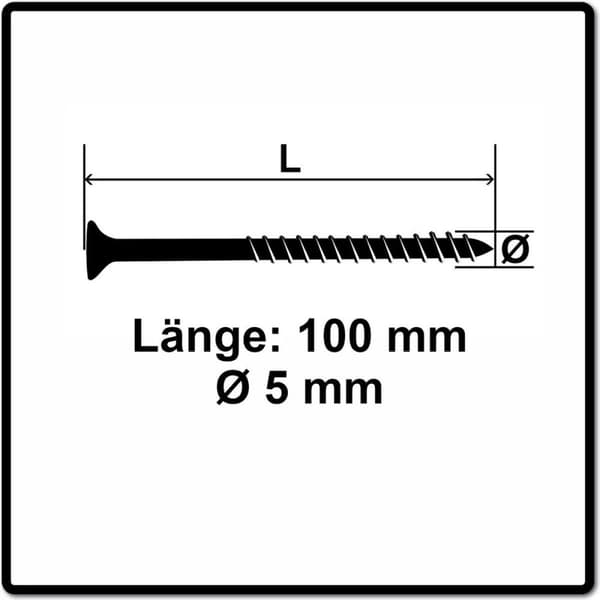 Fischer 670365 spånpladeskrue Power-Fast II 5,0 x 100 TX20 - forsænket hoved - delgevind - blå zinkbelagt (200 stk)