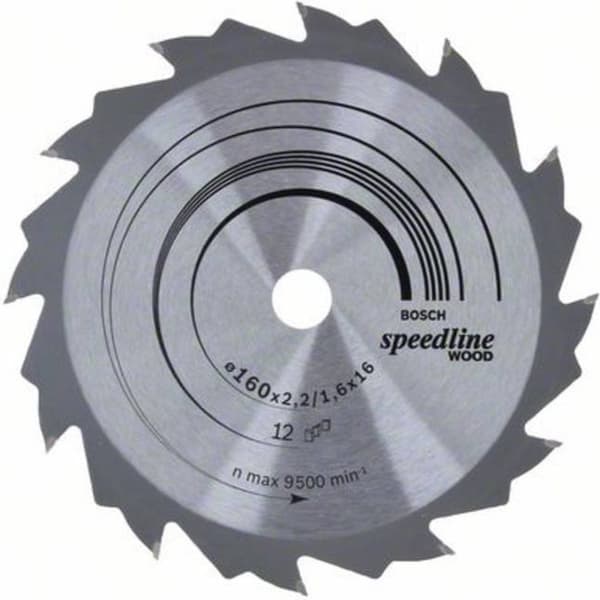 Bosch Speedline Wood Rundsavklinge - 160 x 16 x 2,4 mm - 12 tænder