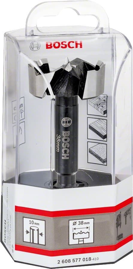 Bosch - borr - för barrträ, lövträ, fanerat trä, olaminerad spånskiva - Forstner borr - 38 mm - 3-ytor skaft - längd: 90 mm