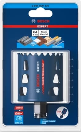 Bosch Expert Tough Material - hålsåg - för plast, tegel, mjukt kakel, rostfria stålplåtar, trä med metall - 64 mm