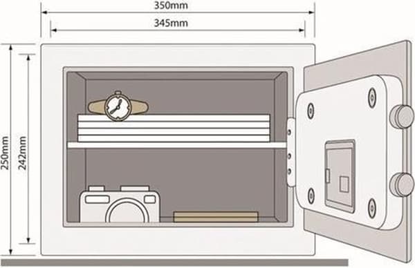 Yale Safe - Kombinationslås - Høj sikkerhed Privat pengeskab - 250 x 350 x 300 mm - Sort