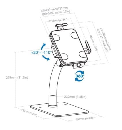 MANHATTAN låsbart stativ til tablets 7,9"-11" hvid (406352)