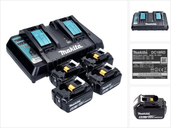 Makita 199485-6 18V Li-ion batteristartset (4x 6,0Ah)