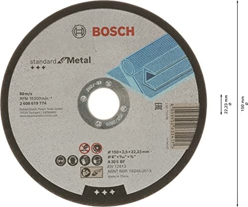 Bosch tillbehör Bosch Professional 1x Standard för metallkapskiva (för metall, Ø 150 x 2,5 x 22,23 mm, tillbehör för raka, vinkelslipar)