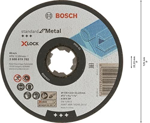 Bosch tillbehör Bosch Professional 1x Standard för metall X-LOCK skärskiva (för metall, 125 x 2,5 x 22,23 mm, rak, vinkelsliptillbehör)