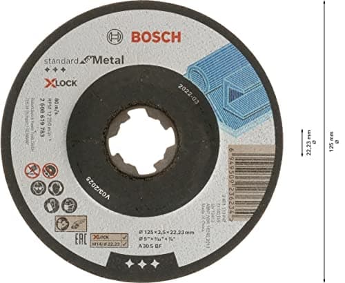 Bosch Professional 1x Standard for Metal X-LOCK skæreskive (til metal, 125 x 2,5 x 22,23 mm, offset, vinkelsliber tilbehør)