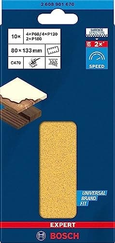 Bosch tilbehør 2608901670 sandpapir til orbitalslibere korn 60, 120, 180 (L x B) 133 mm x 80 mm 1 sæt