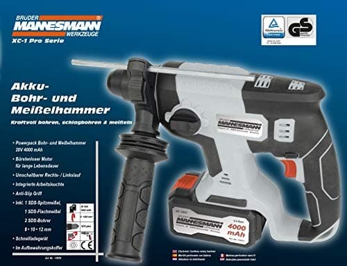 Brüder Mannesmann batteridrevet borehammer 20 V 4000 mAh (M17670)