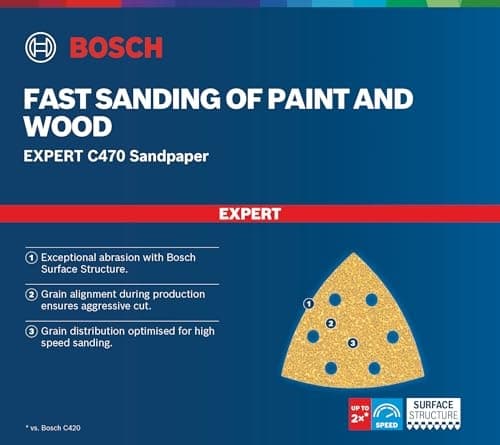 Bosch slipskiva triangel 93x93mm, K100, 50x C470, EXPERT, för GDA (2608900929)