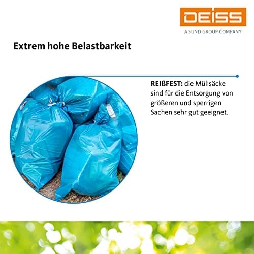 Deiss 10002 premium affaldsposer lavet af genbrugt LDPE 120 l blå 150 stk.