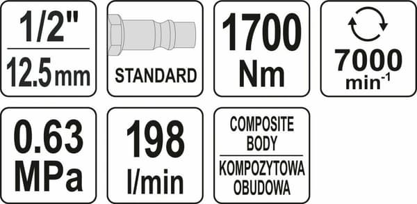 YATO PNEUMATISK SLAGNYCKEL 1700Nm 1/2" 09544